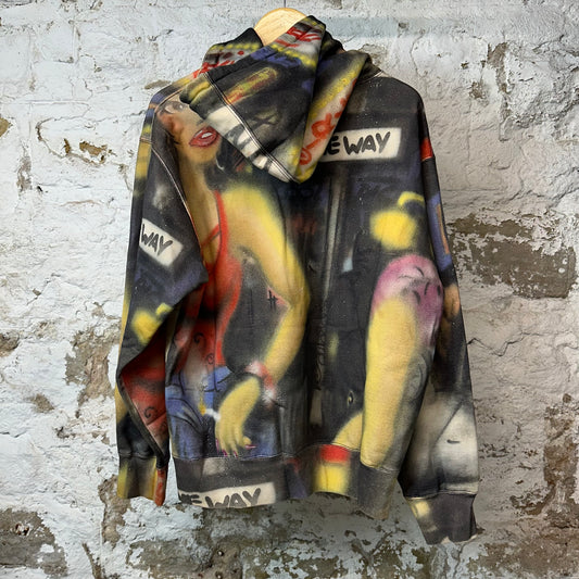 Supreme Lady Pink Multicolor Pullover Hoodie Sz M