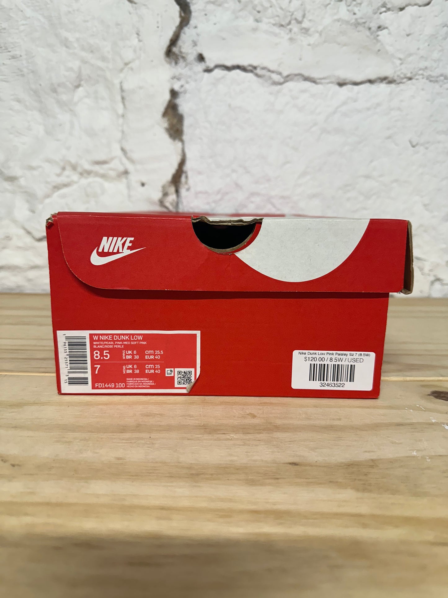 Nike Dunk Low Pink Paisley Sz 7 (8.5W)