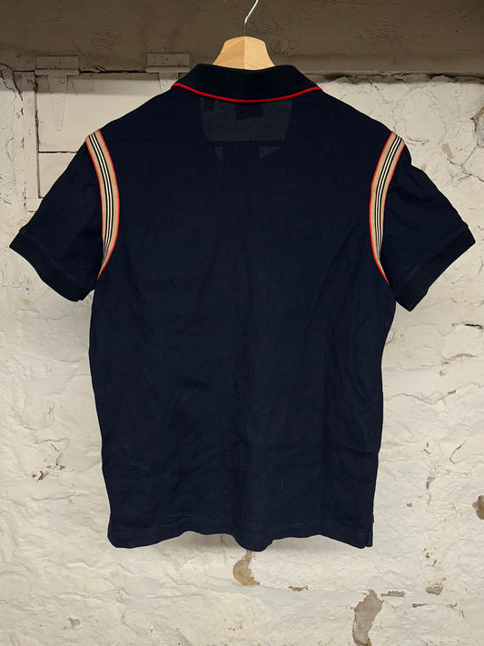 Burberry Navy Stripe Polo Sz M