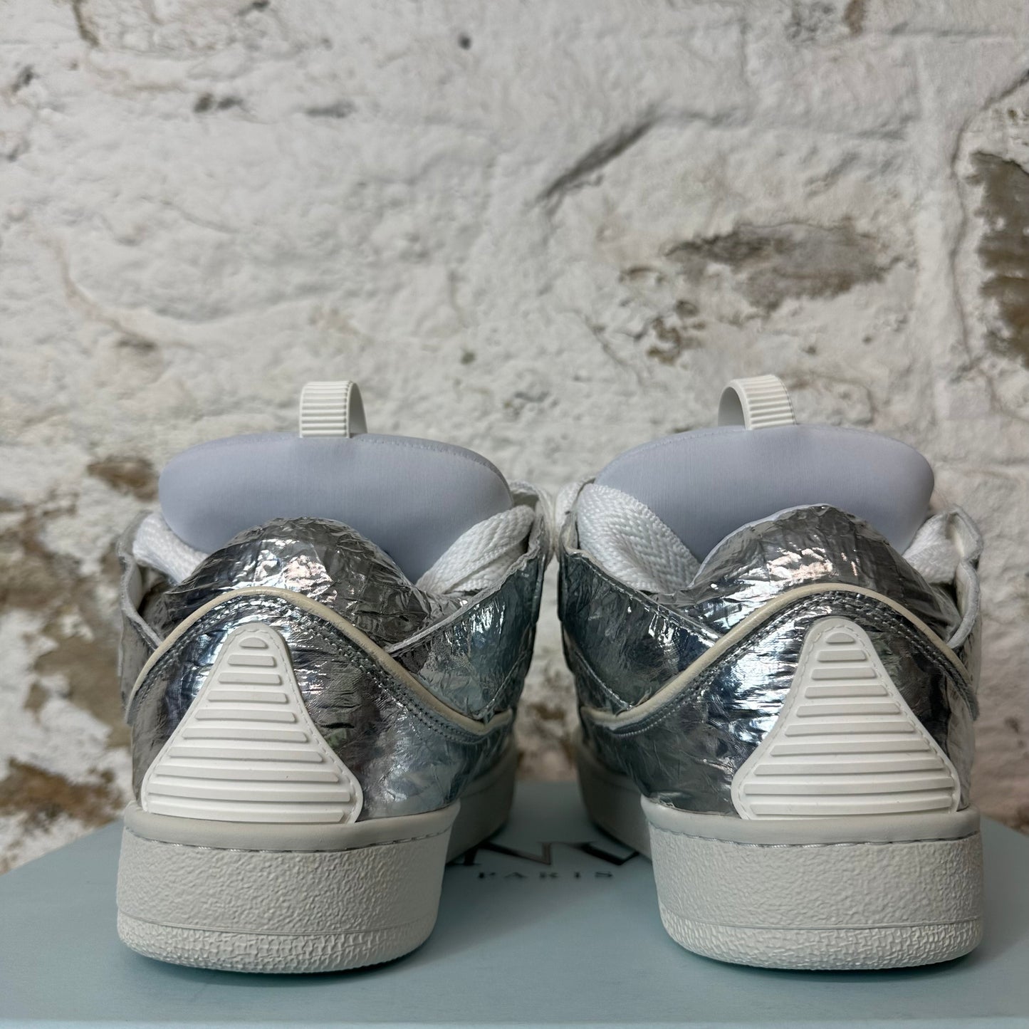Lanvin Curb White Silver Foil Sneaker