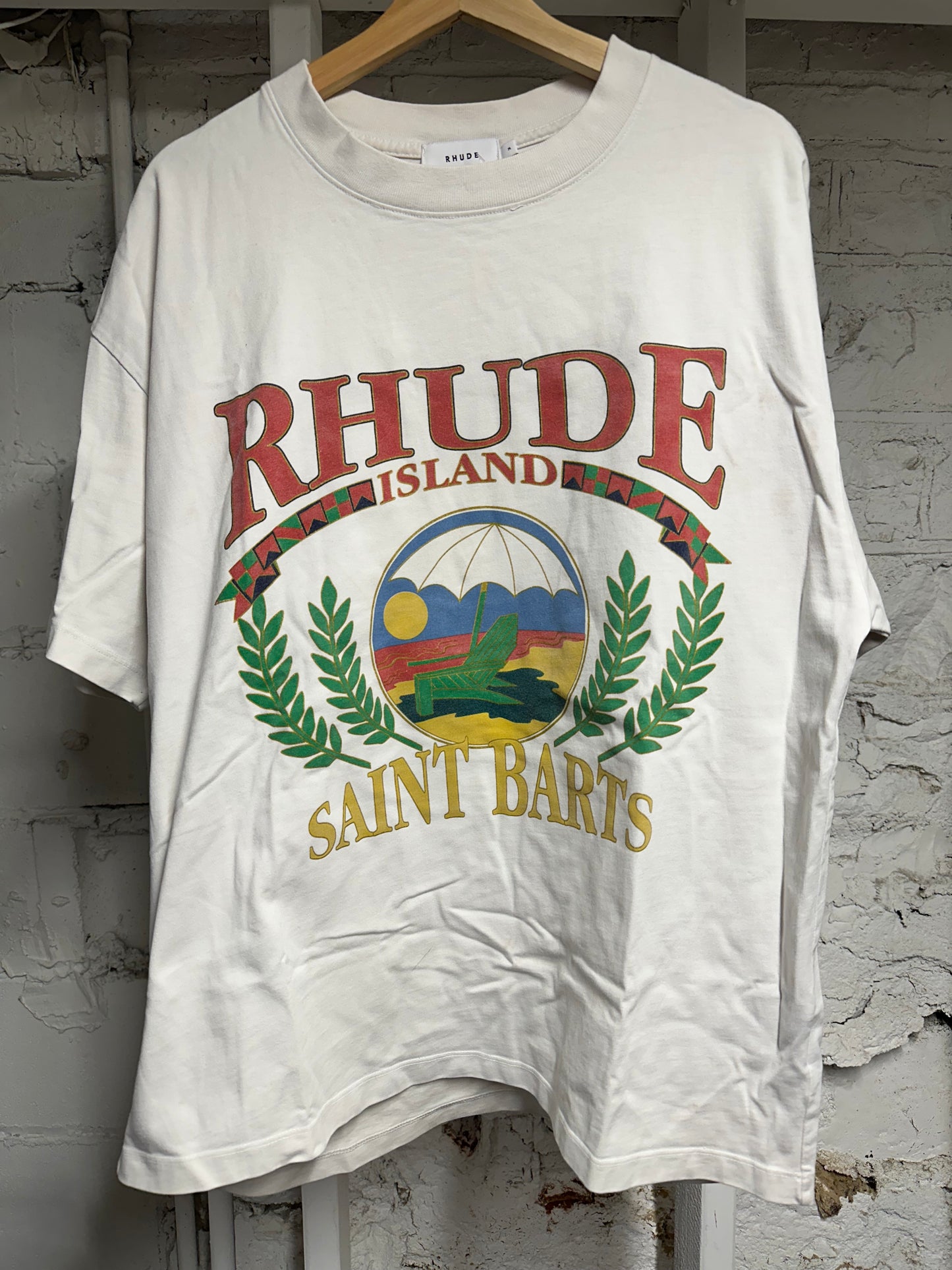 Rhude Saint Barts White T-Shirt Sz M