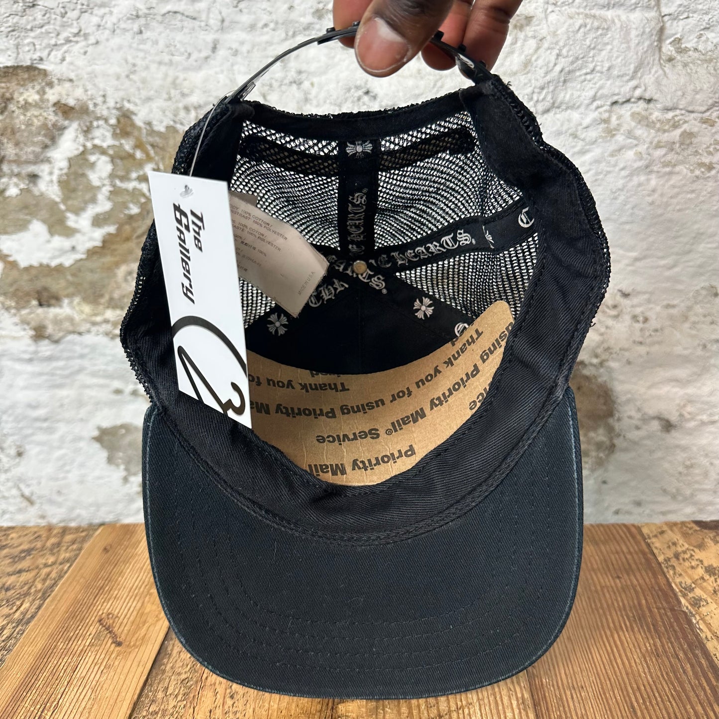 Chrome Hearts White Eyechart Black Trucker Hat