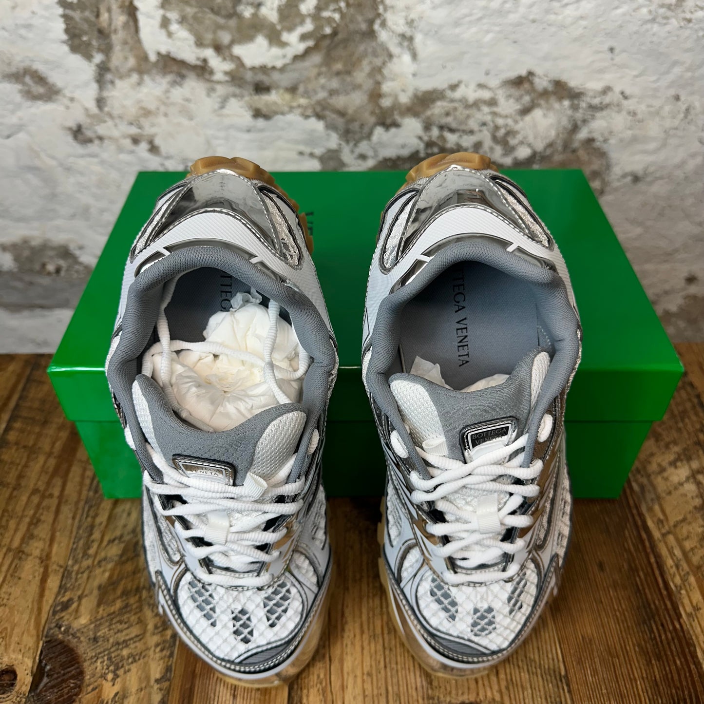 Bottega Veneta Silver White Orbit Sneaker Sz 11 (44) DS