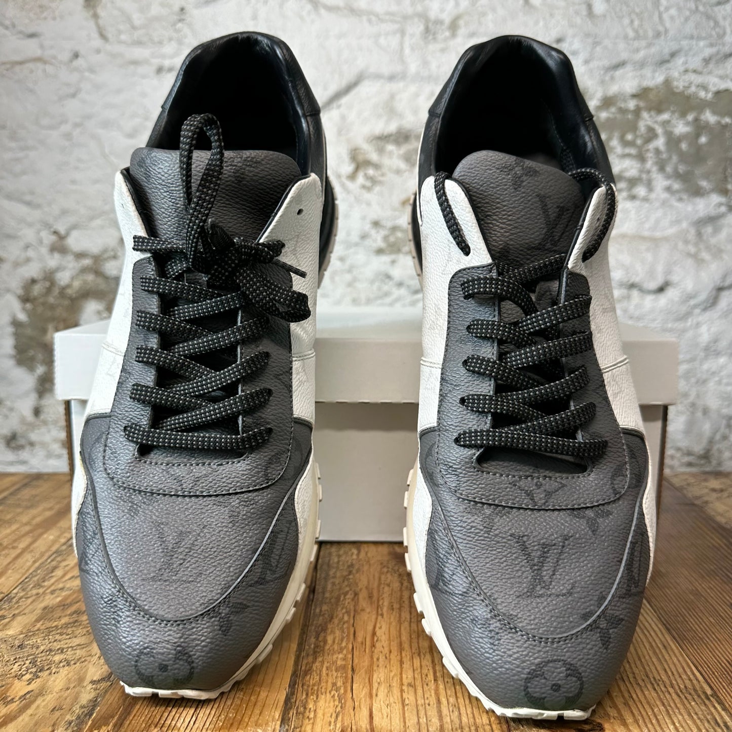 Louis Vuitton Black White Grey Monogram Runaway Sneaker Sz 12.5 (11LV)