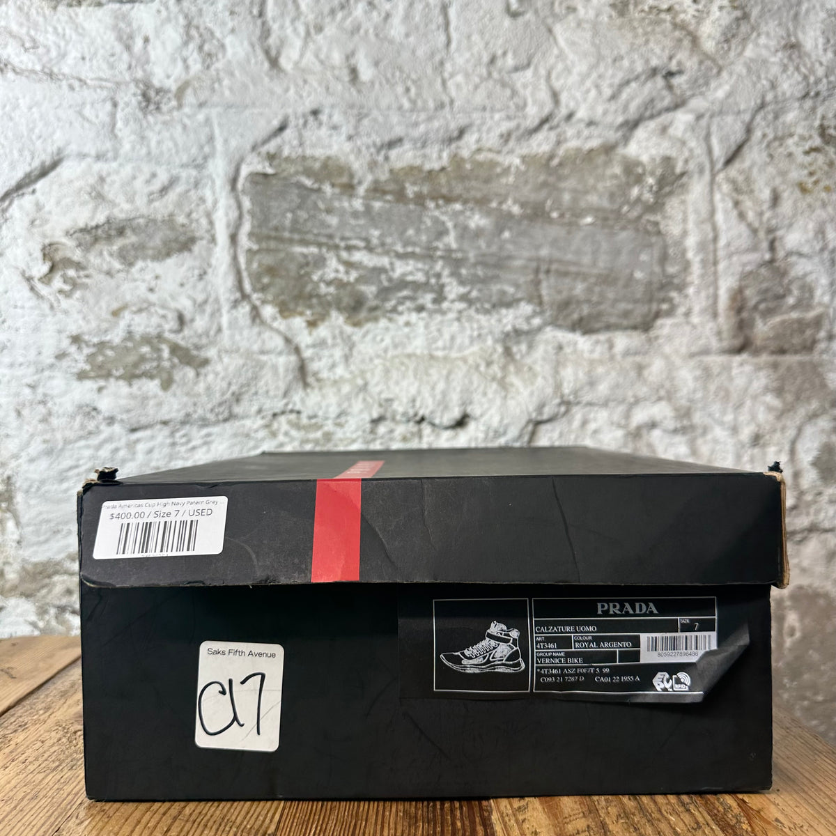 Prada Americas Cup High Navy Patent Grey White Sneaker Sz 7