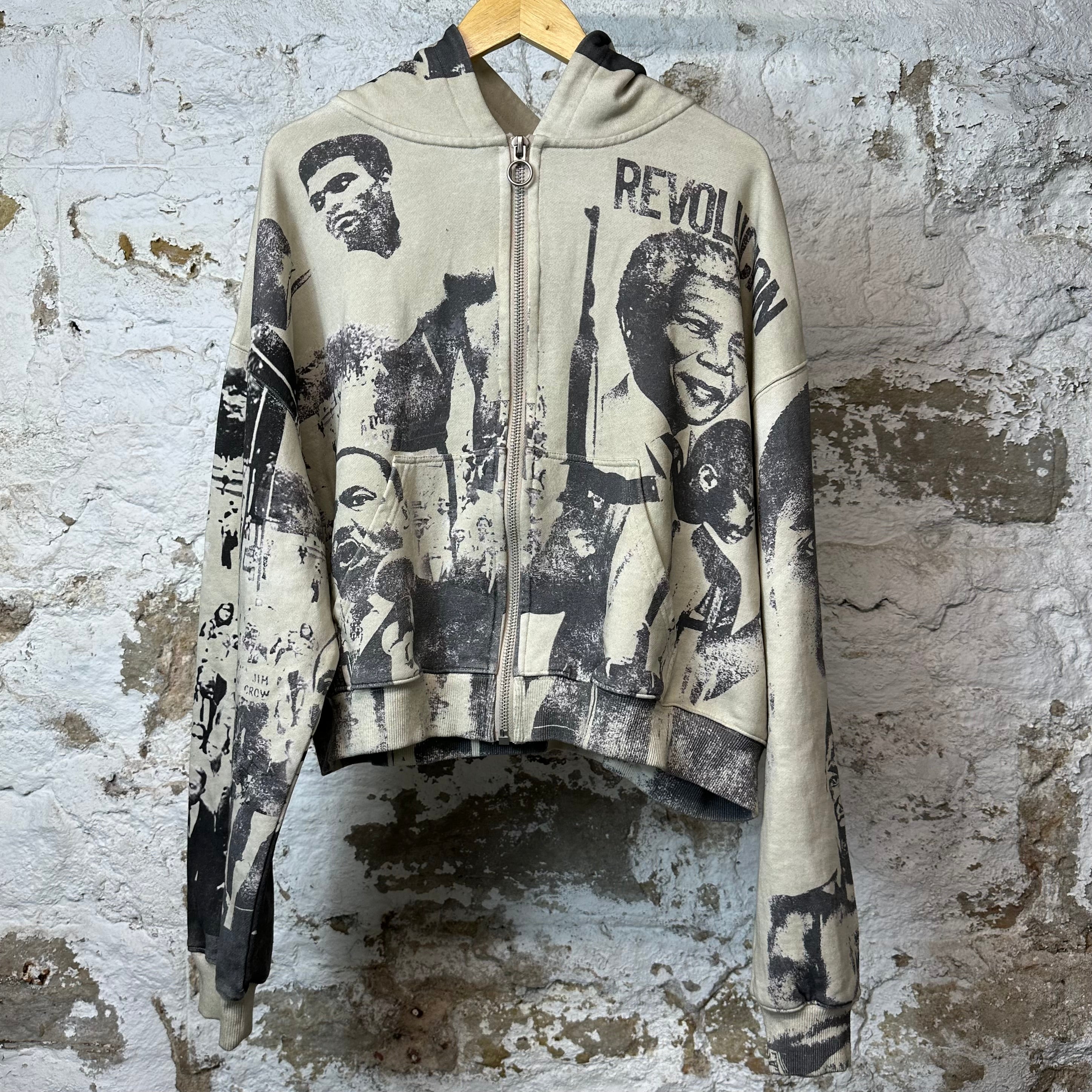 Vale Mural Zip Up Hoodie Cream Sz L