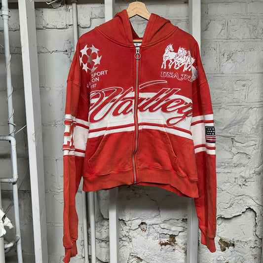 Vale Sport Red Zip Up Hoodie Sz L