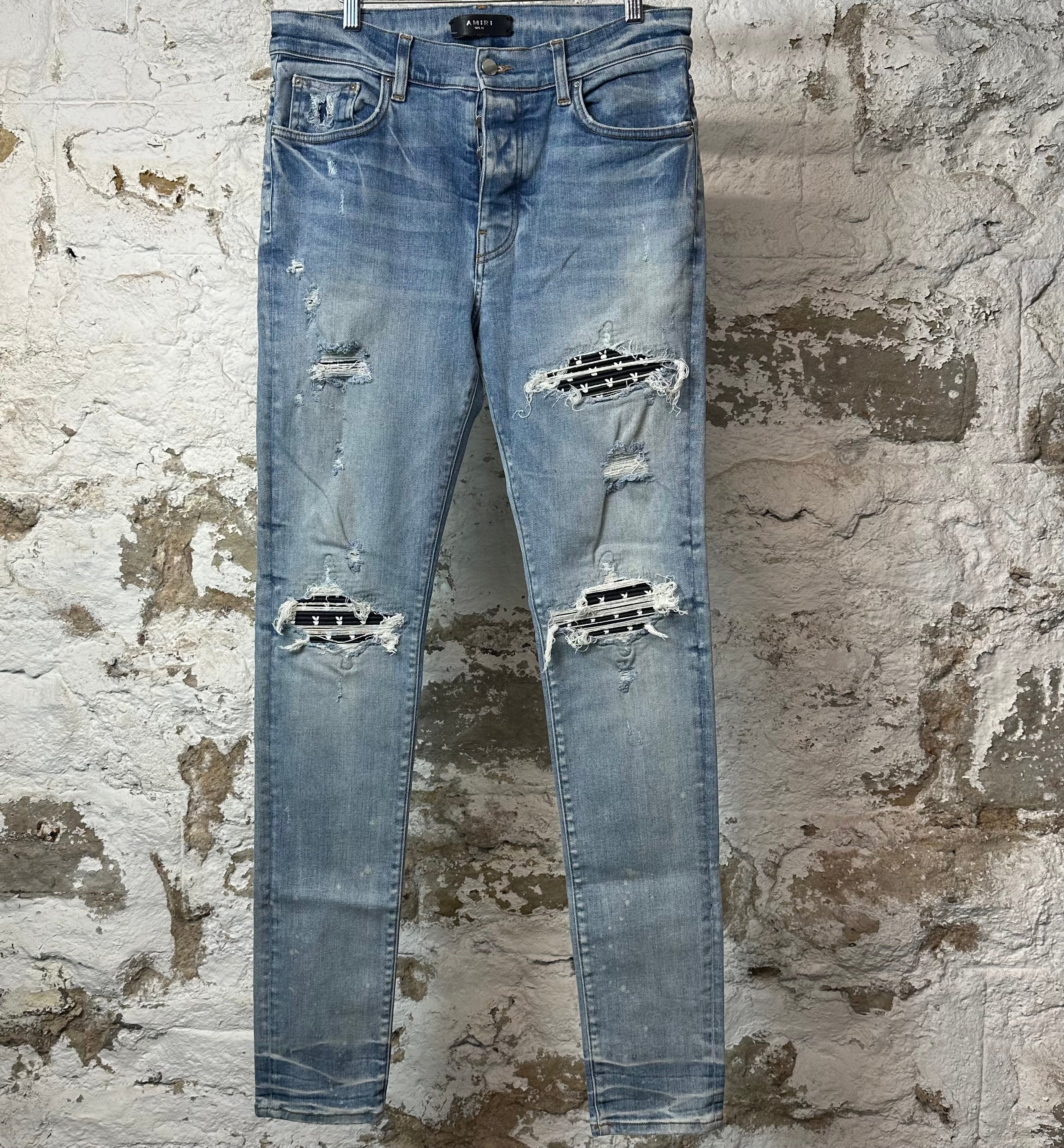 Amiri MX1 Black Playboy Blue Denim Jeans Sz 33