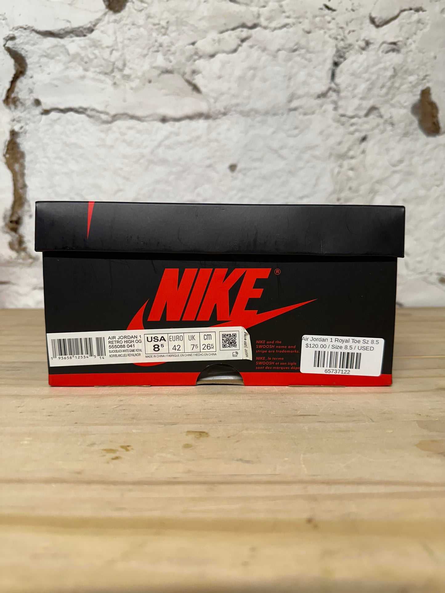 Air Jordan 1 High Royal Toe Sz 8.5