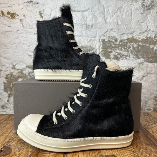 Rick Owens High Pony Hair Black Milk Sneaker Sz 11 (44)