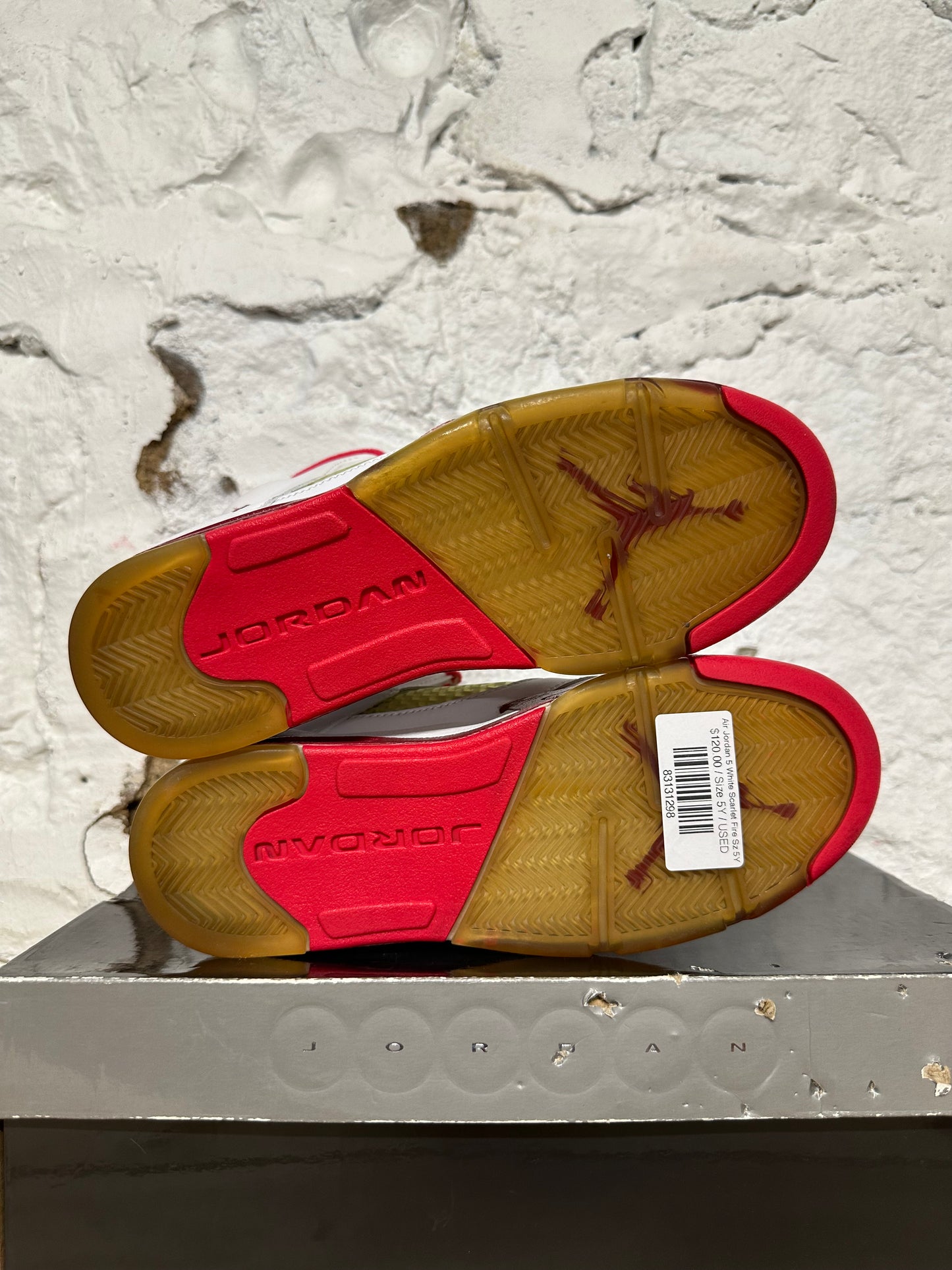 Air Jordan 5 White Scarlet Fire Sz 5Y