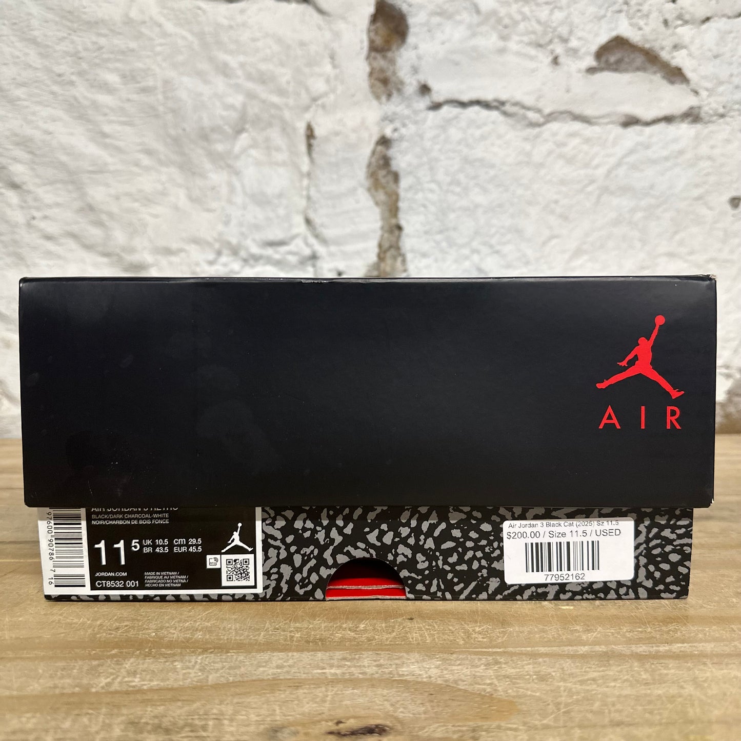 Air Jordan 3 Black Cat (2025) Sz 11.5