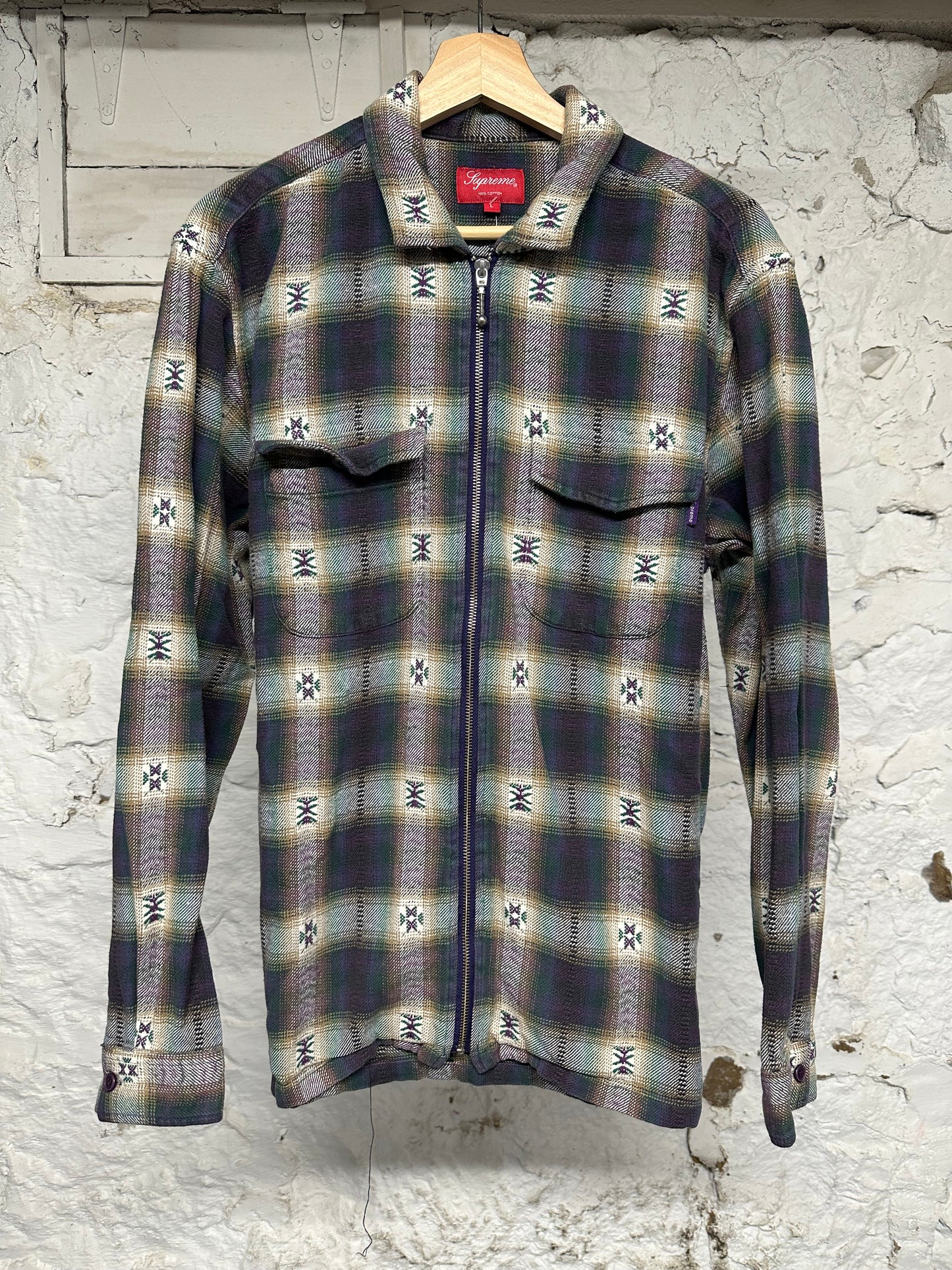 Supreme Plaid Flannel Zip Up Sz L