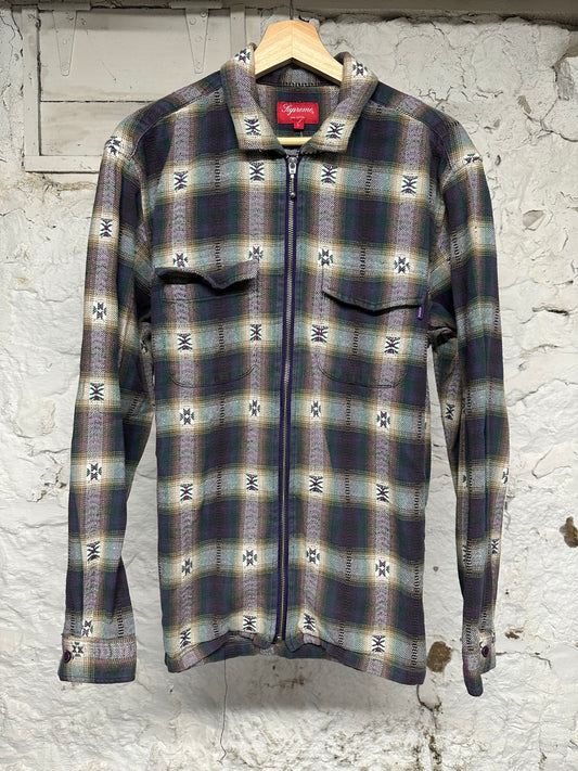 Supreme Plaid Flannel Zip Up Sz L