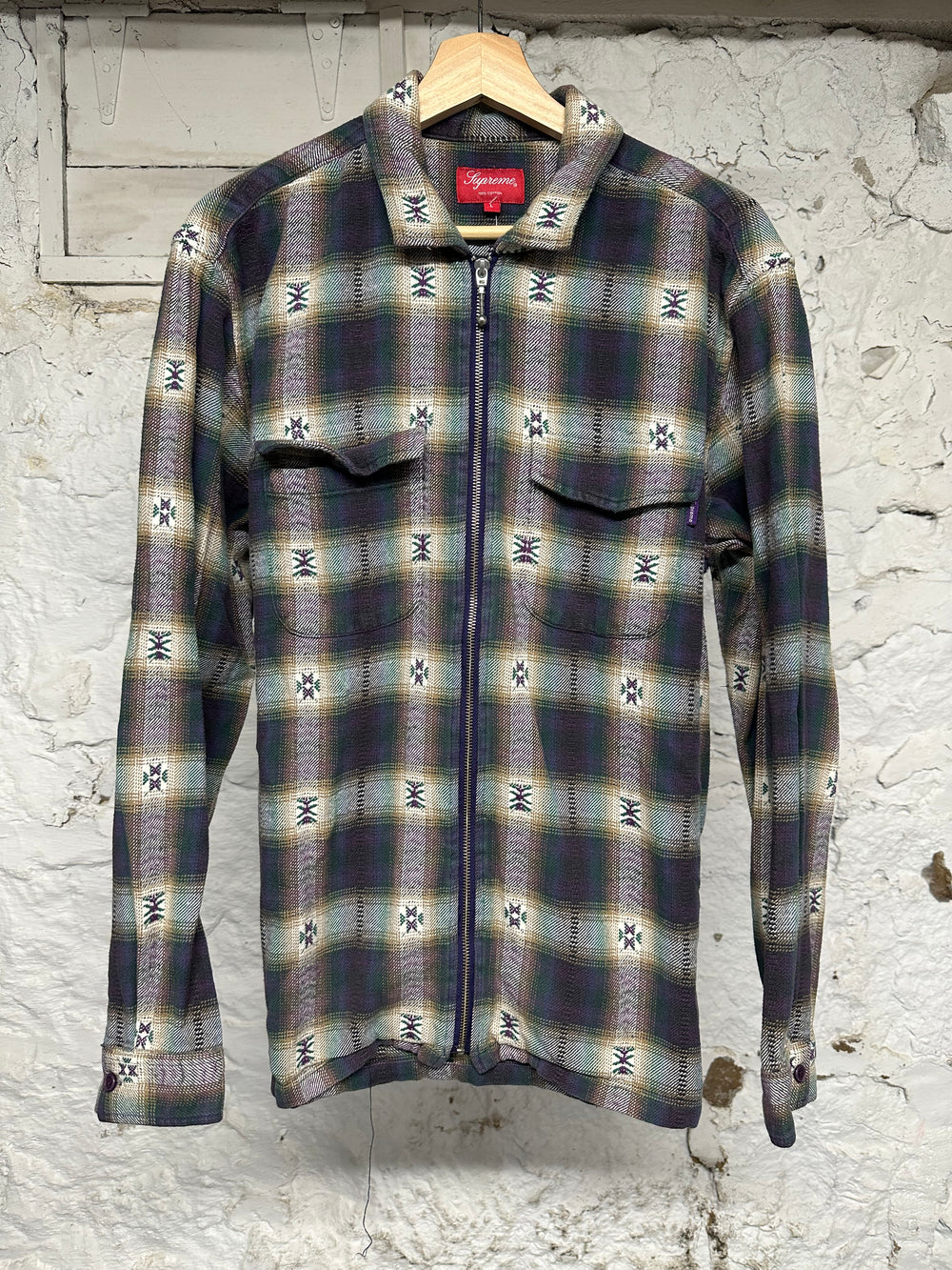 Supreme Plaid Flannel Zip Up Sz L