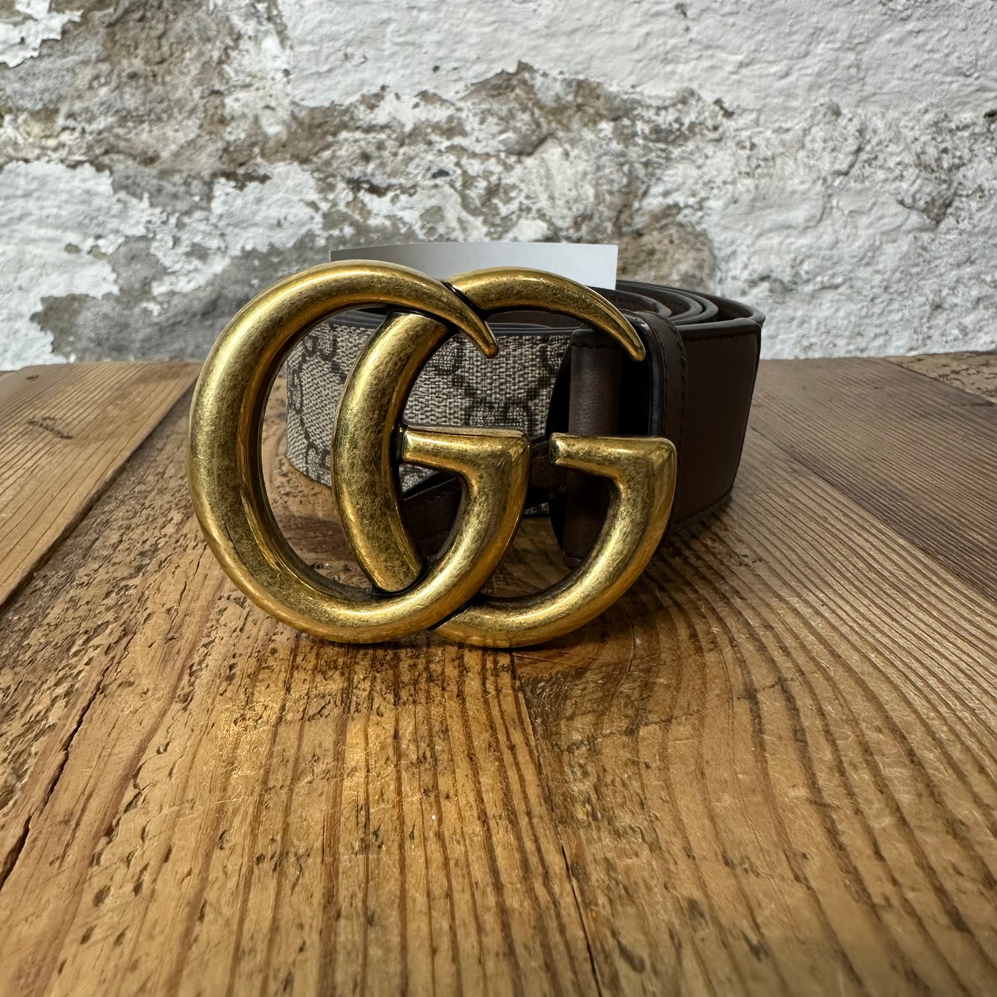 Gucci Brown Monogram Gold GG Belt Sz 115/45