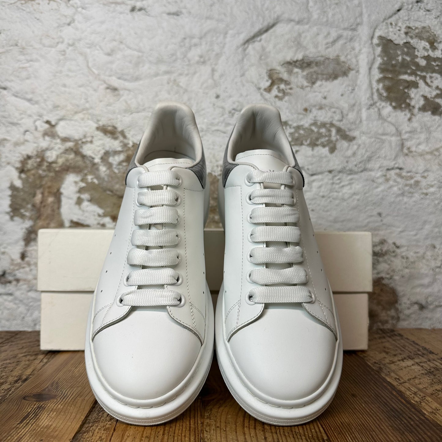 Alexander Mcqueen Silver Croc Tab White Sneaker Sz 8.5 (41.5)