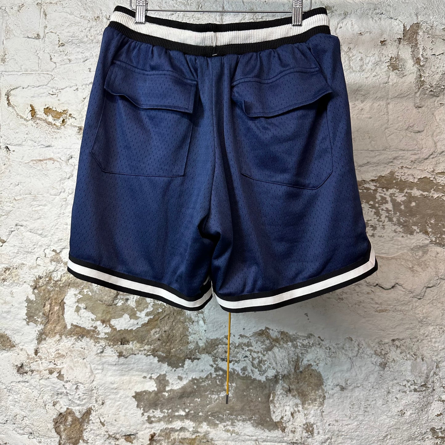 Rhude White Court Logo Navy Basketball Shorts Sz L