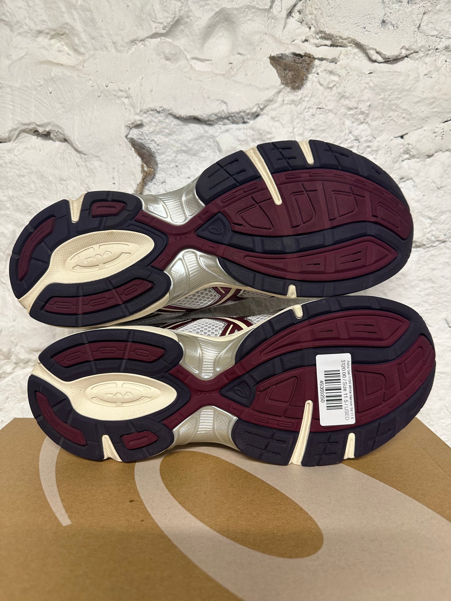 Asics Gel-1130 White Maroon Sz 11.5
