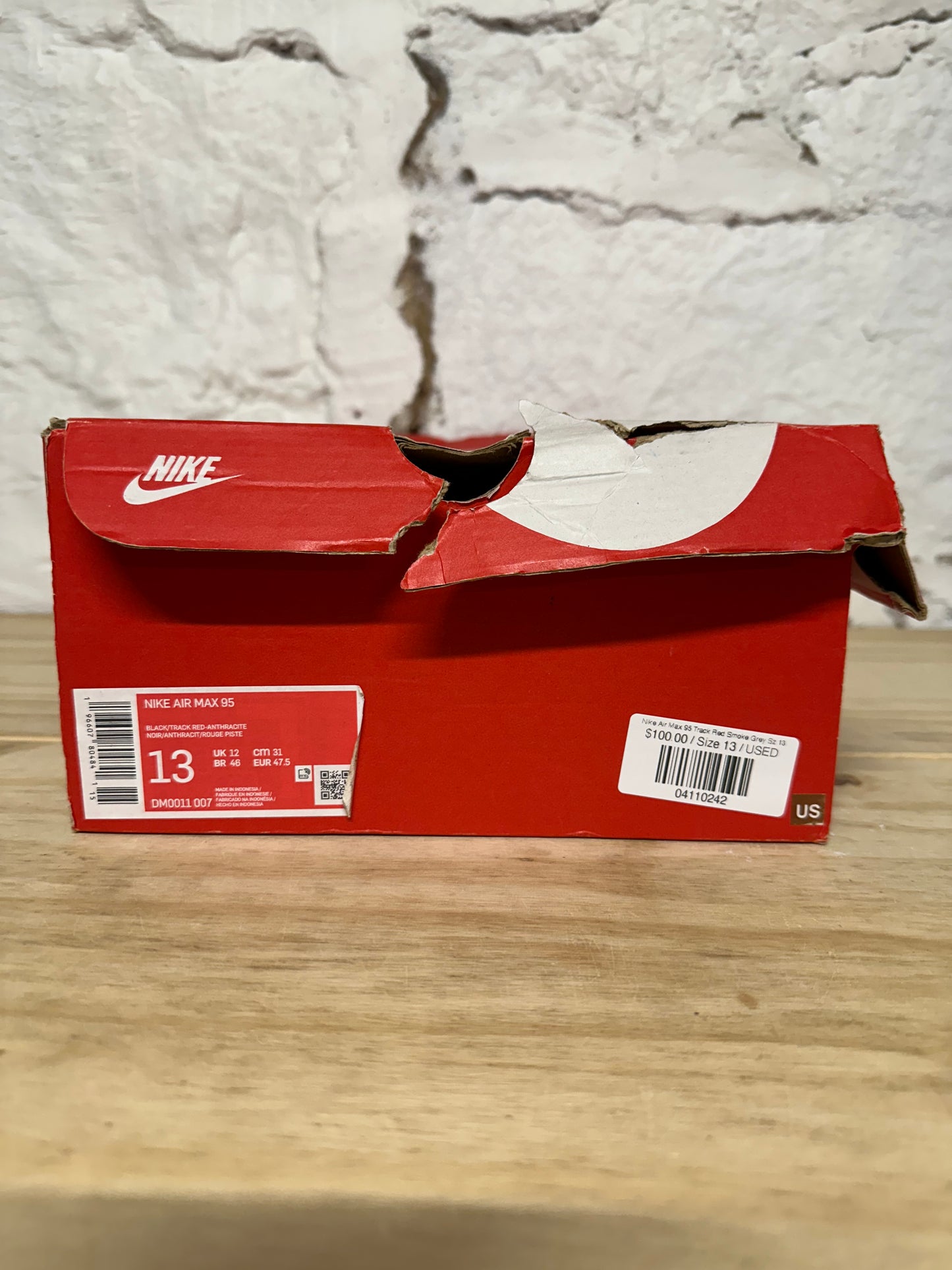 Nike Air Max 95 Track Red Smoke Grey Sz 13