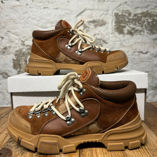 Gucci Flashtrek GG Monogram Brown Boot Sz 7.5