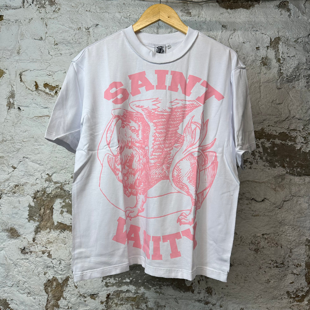 Saint Vanity Pink Griffin White T-Shirt