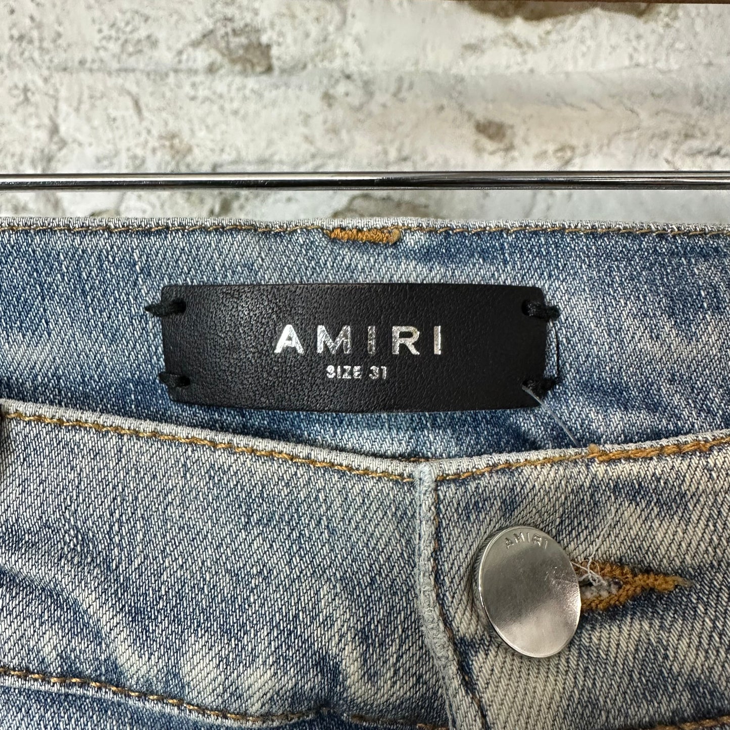 Amiri Plaid Patch Thrasher Blue Denim Jeans Sz 31