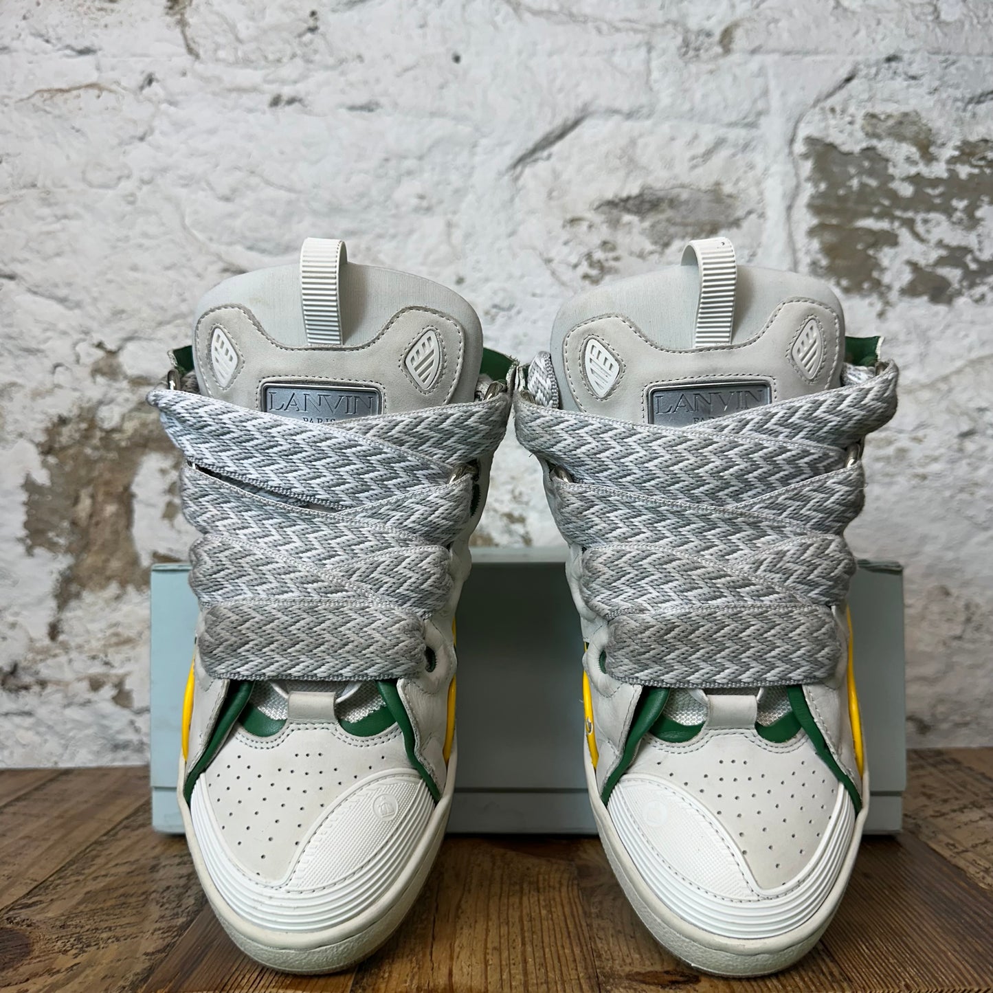 Lanvin Curb Gray White Lace Cream Sneaker Sz 11 (44)