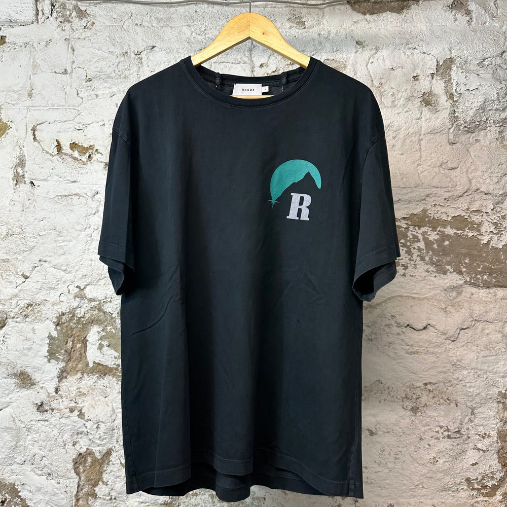Rhude Teal Moon T-shirt Black Sz L
