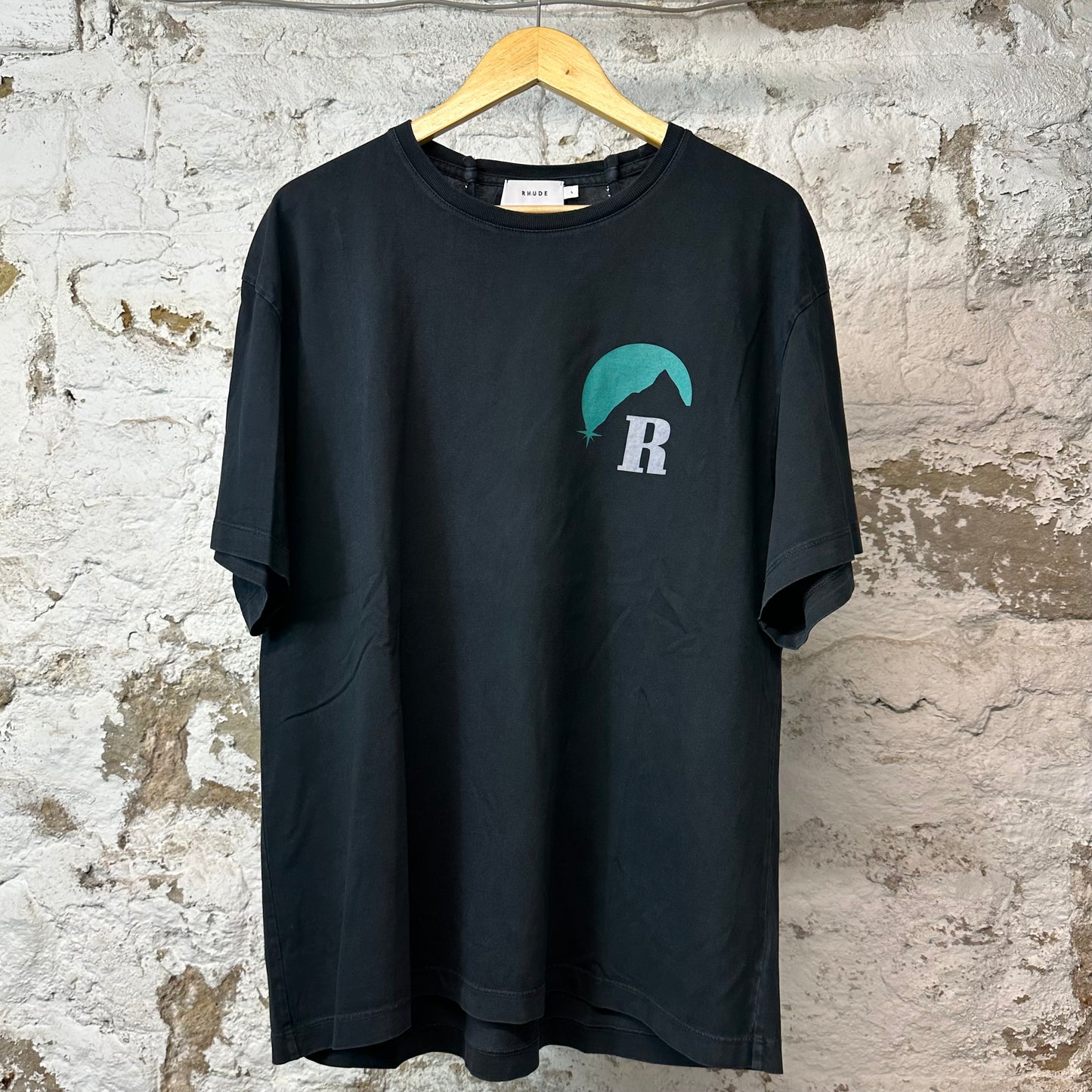 Rhude Teal Moon T-shirt Black Sz L