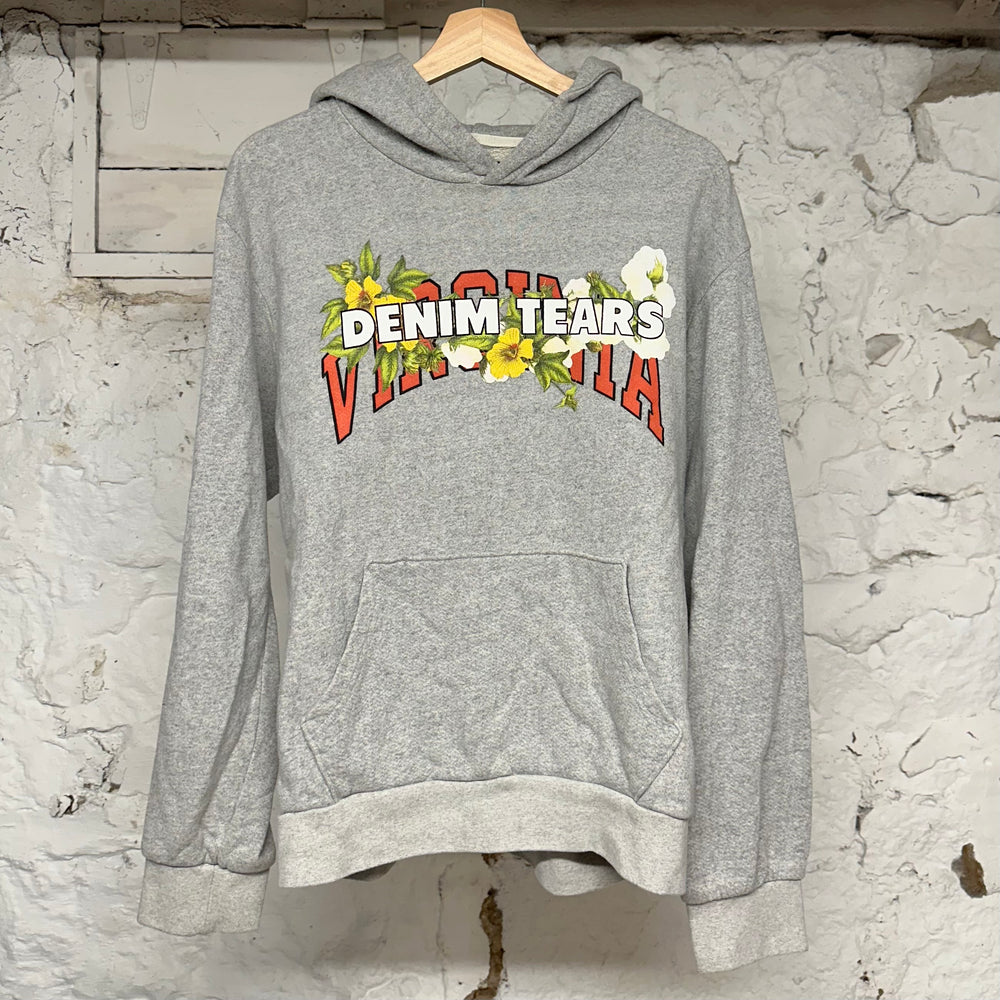 Denim Tears Virginia White Spellout Hoodie Grey Sz M