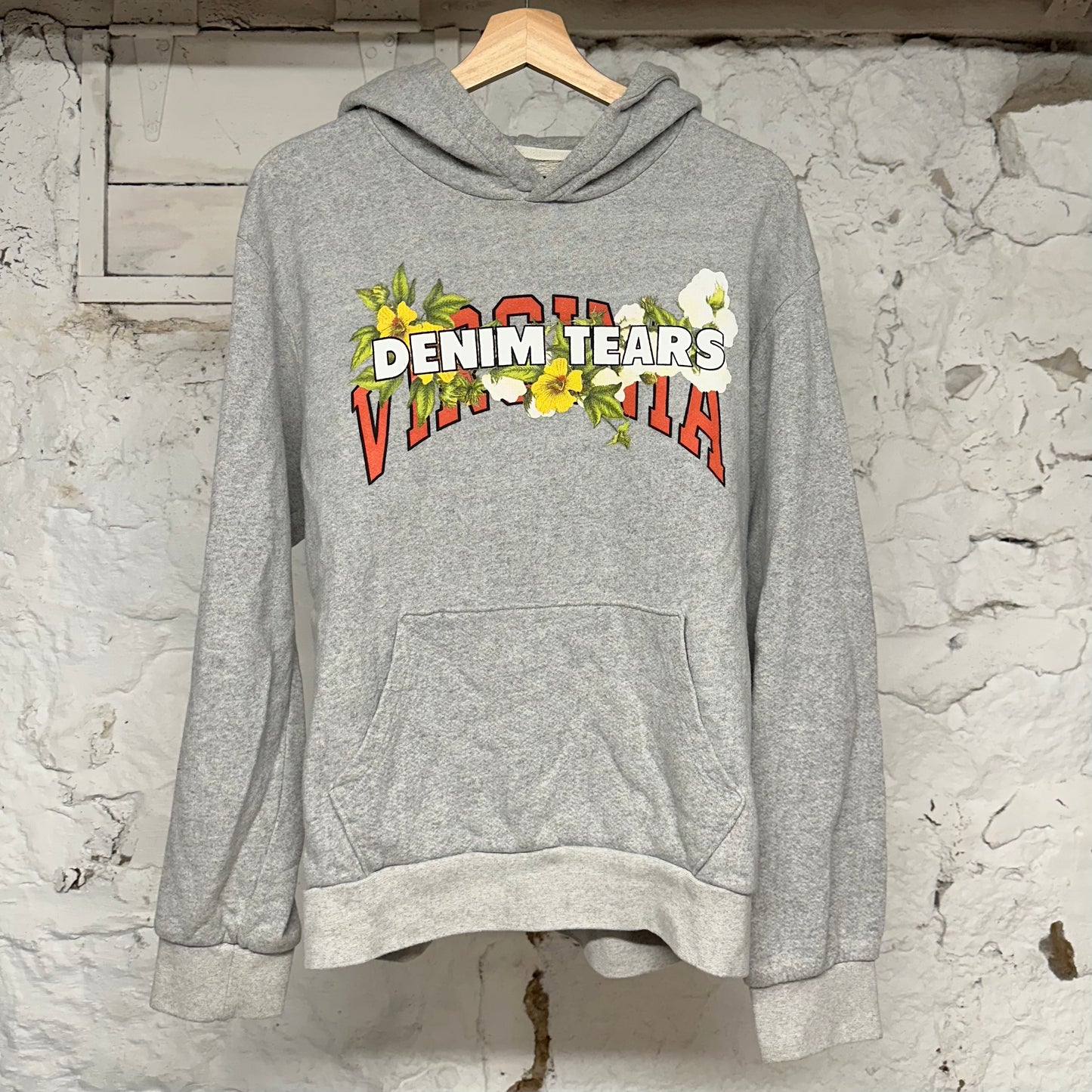 Denim Tears Virginia White Spellout Hoodie Grey Sz M