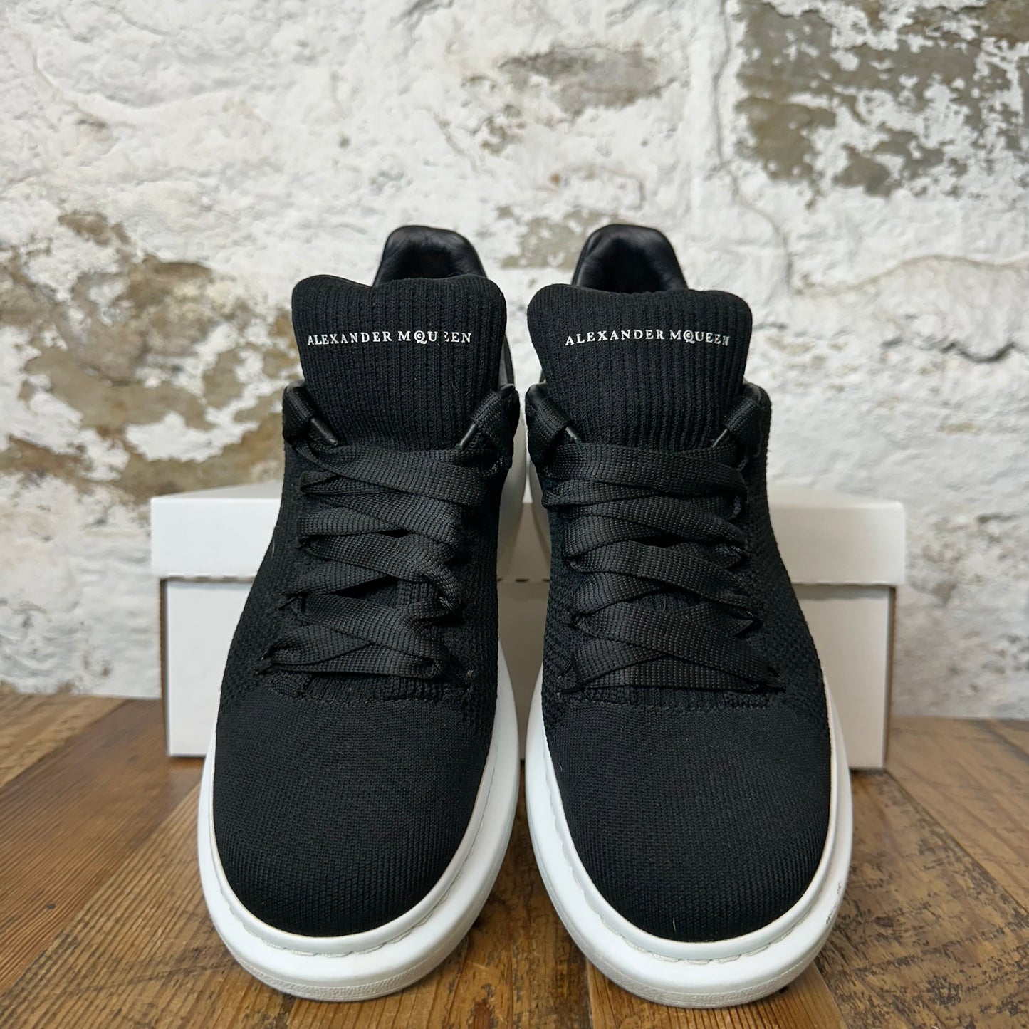 Alexander Mcqueen Black Knit White Sneaker Sz 7 (40) No Box