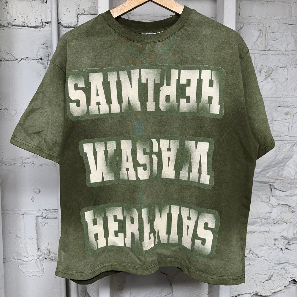 Saint Vanity Saint Was Here Green T-Shirt Sz S