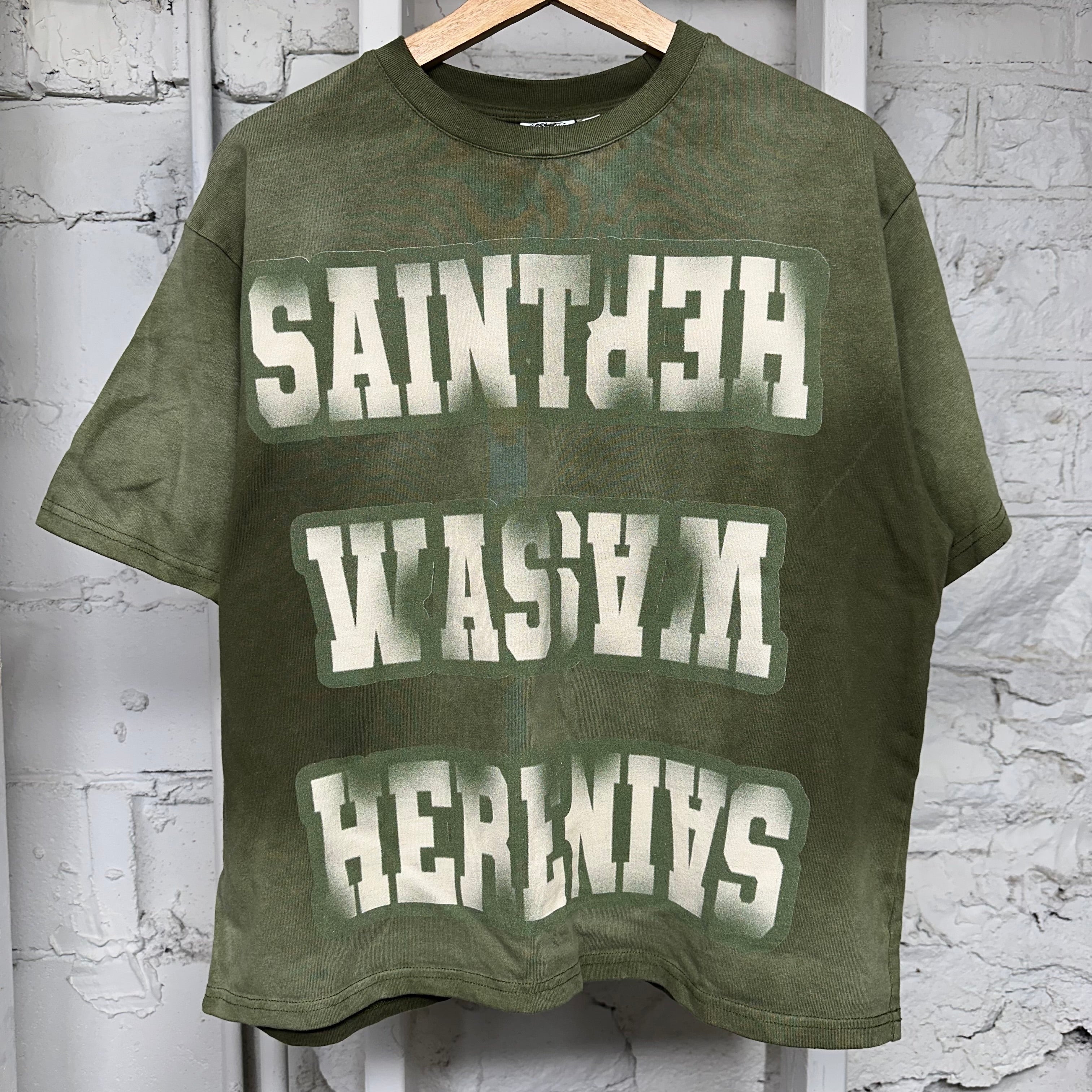 Saint Vanity Saint Was Here Green T-Shirt Sz S