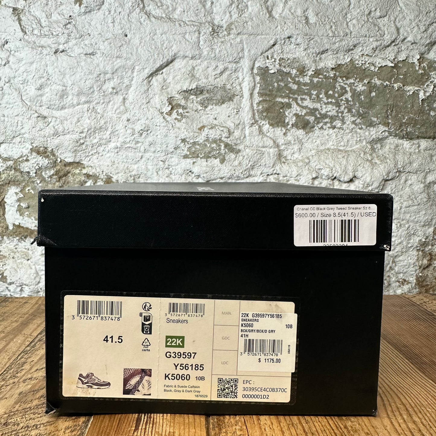 Chanel CC Black Grey Tweed Sneaker Sz 8.5 (41.5)