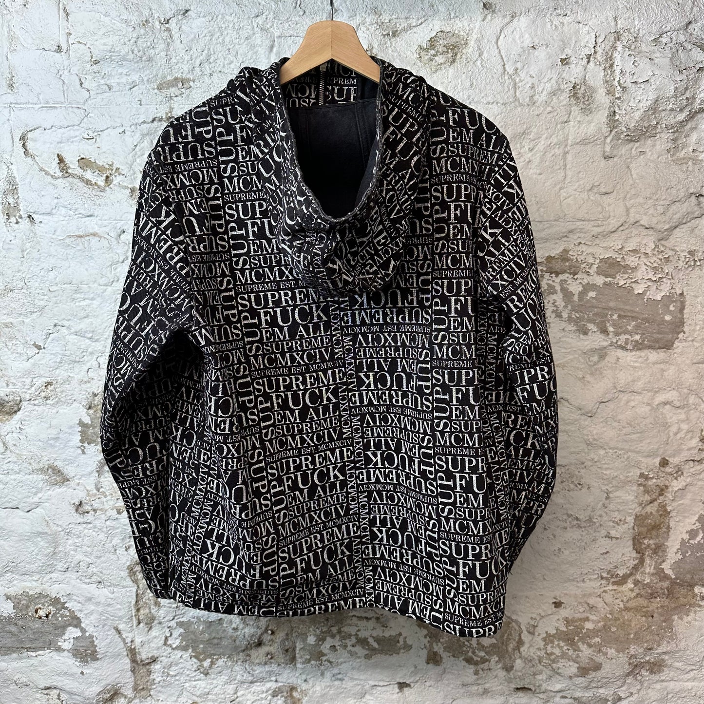 Supreme AOP Black White 1/4 Zip Jacket Sz M