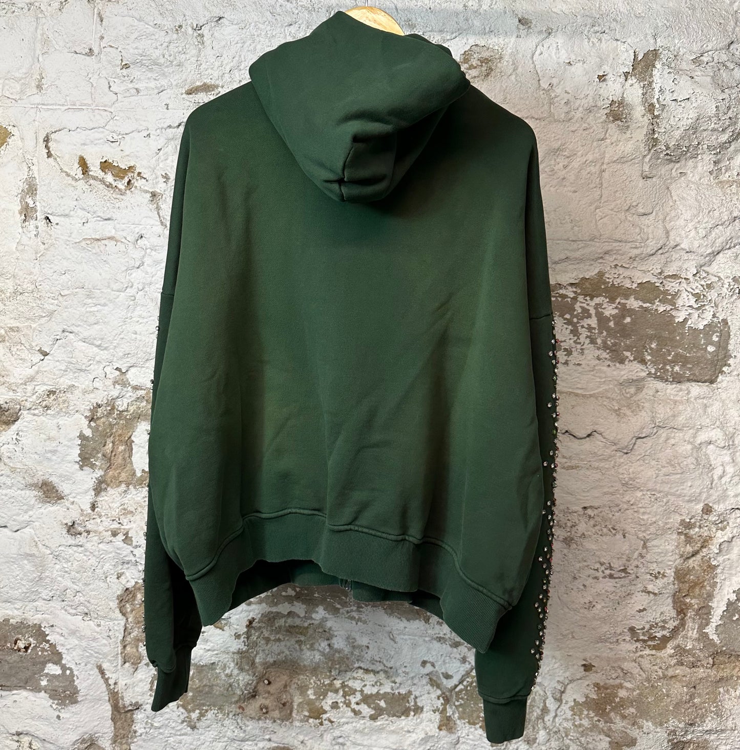 HMDD Crystal Zip Up Hoodie Green Sz M