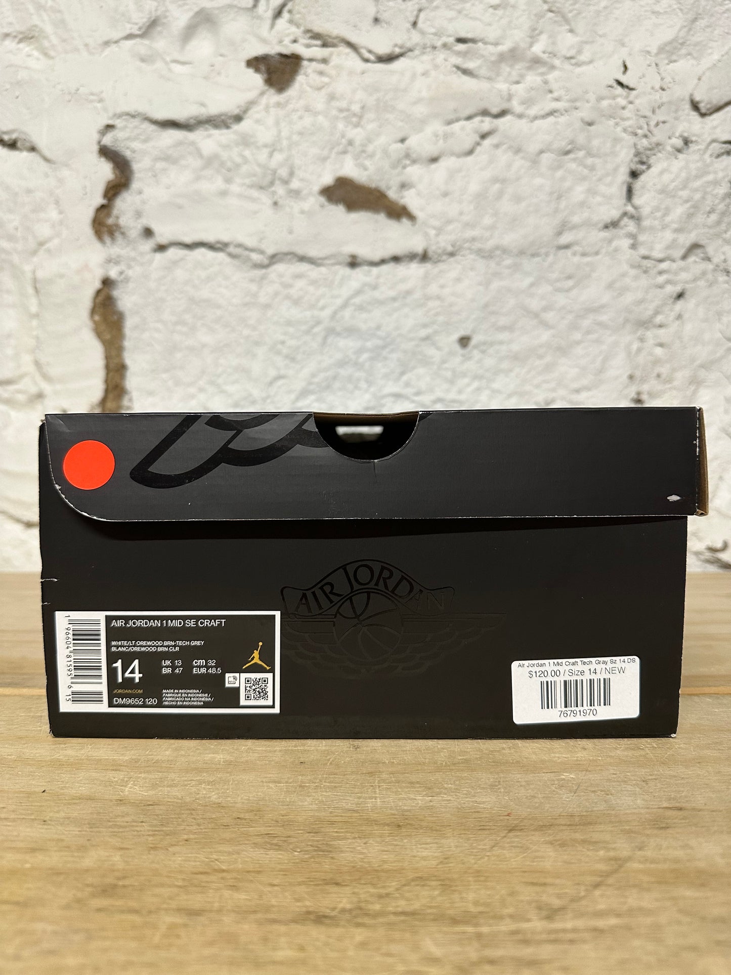 Air Jordan 1 Mid Craft Tech Gray Sz 14 DS