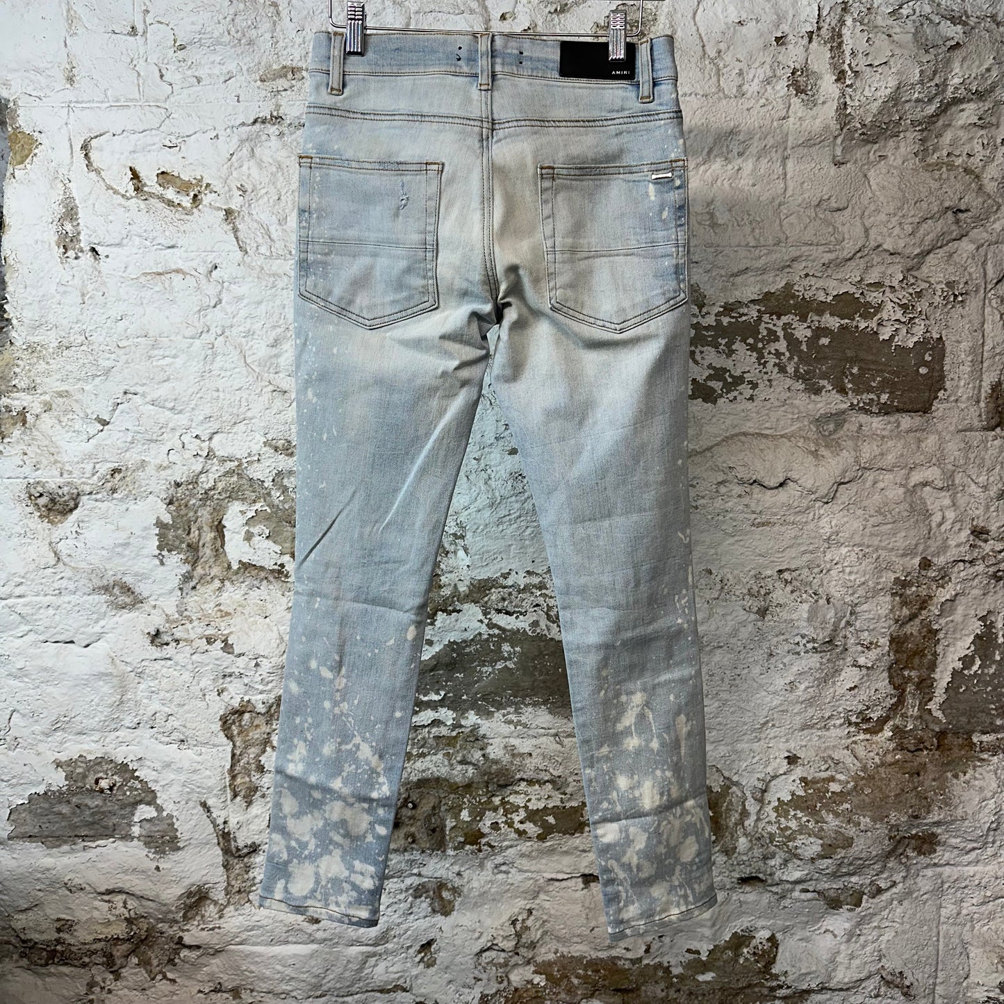 Amiri Knee Rip Blue Bleached Denim Jeans Sz 28