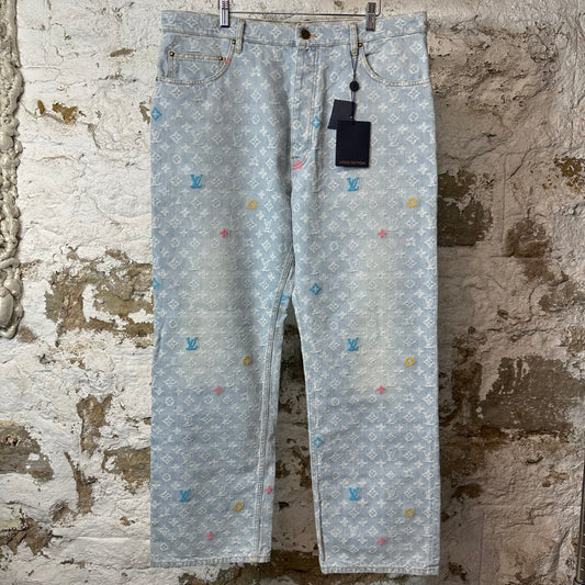 Louis Vuitton Tyler Monogram Washed Indigo Denim Jeans Sz 36