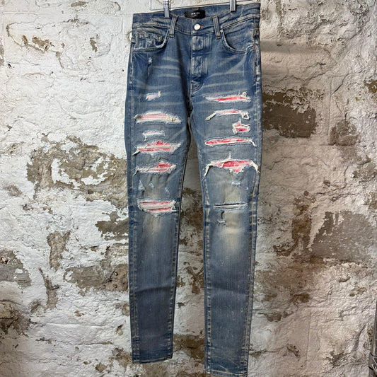 Amiri MX1 Pink Tie Dye Thrasher Blue Denim Jeans Sz 31