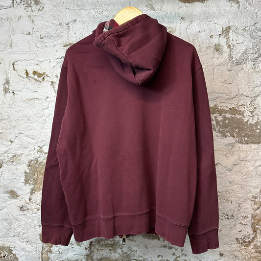 Burberry Small Logo Zip Up Hoodie Maroon Sz XXL (L)