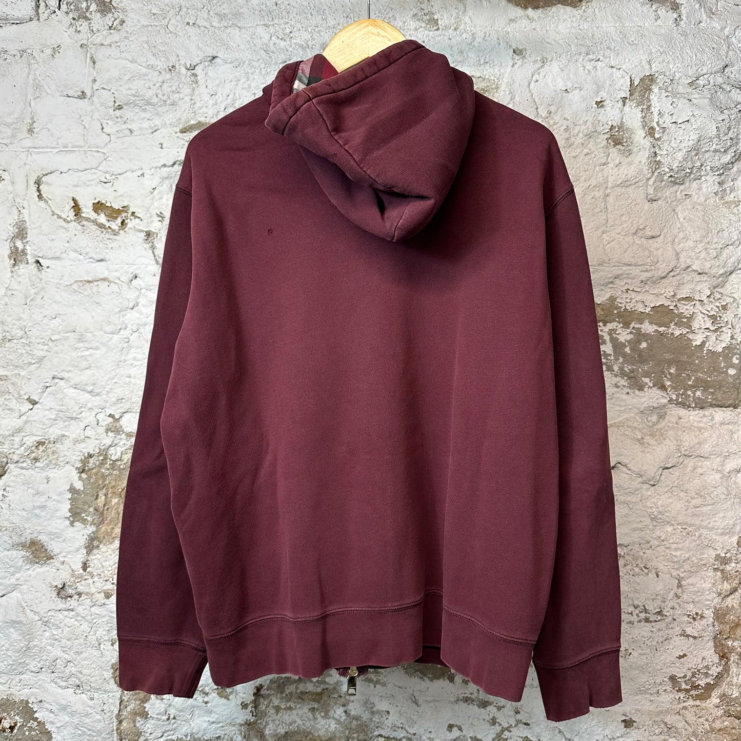 Burberry Small Logo Zip Up Hoodie Maroon Sz XXL (L)