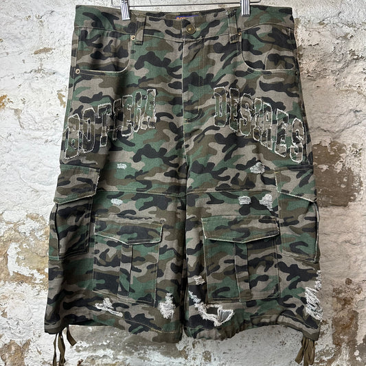Bottega Desires Green Camo Cargo Shorts Sz 34