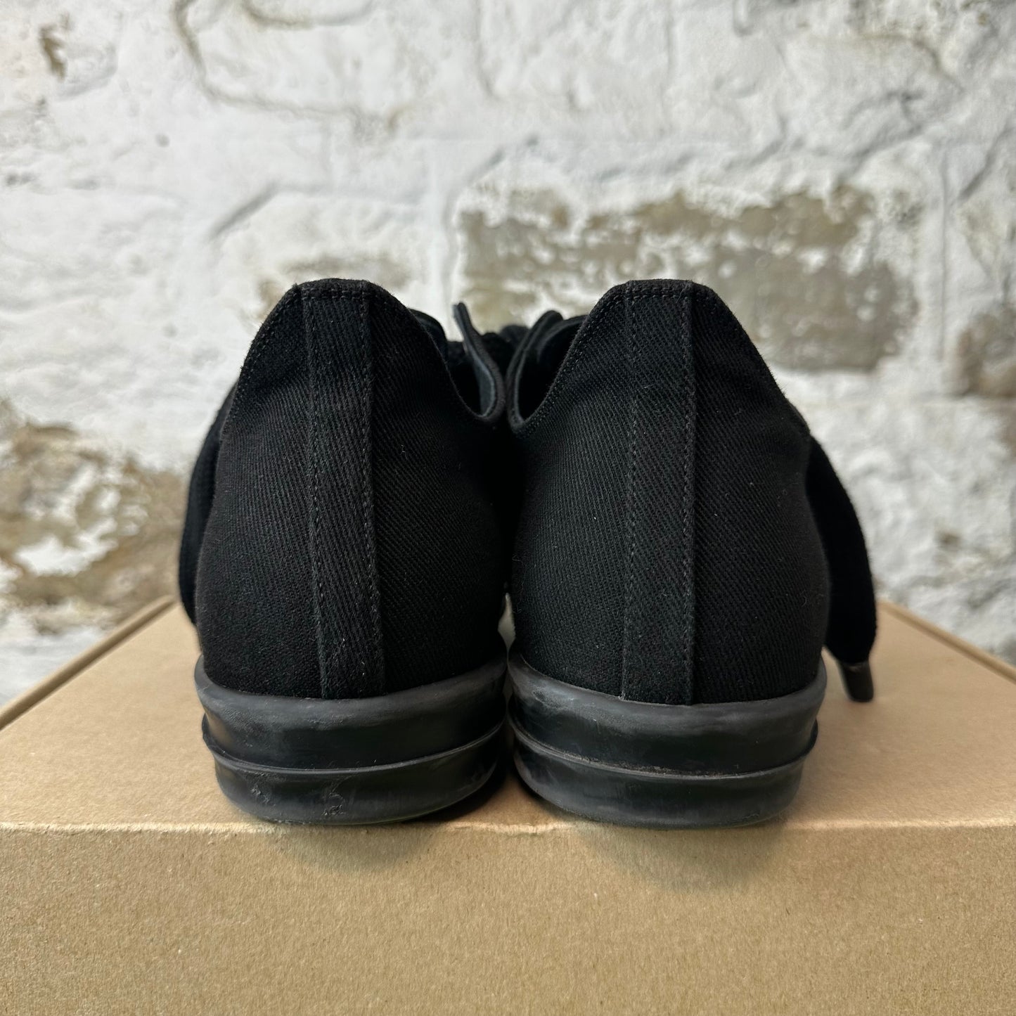 Rick Owens Jumbo Lace Triple Black Canvas Sneaker Sz 12 (45)