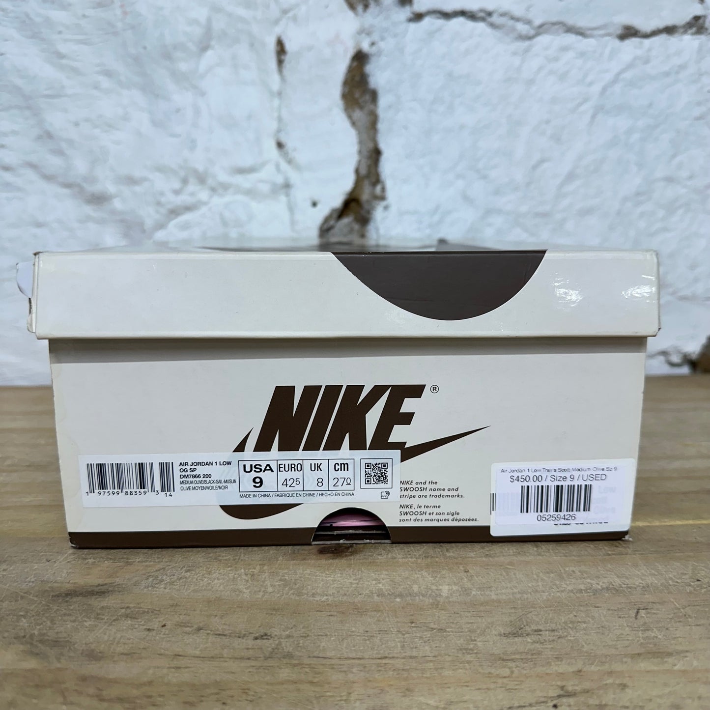 Air Jordan 1 Low Travis Scott Medium Olive Sz 9