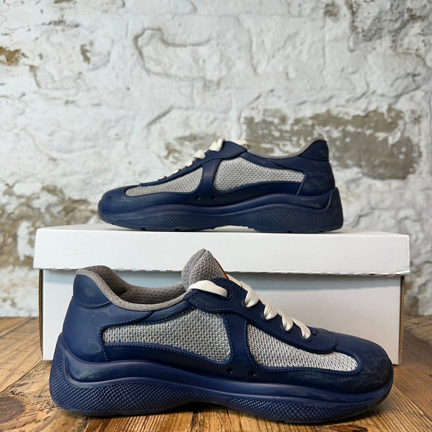Prada Americas Cup Navy Rubber Sneaker Sz 5 (37)