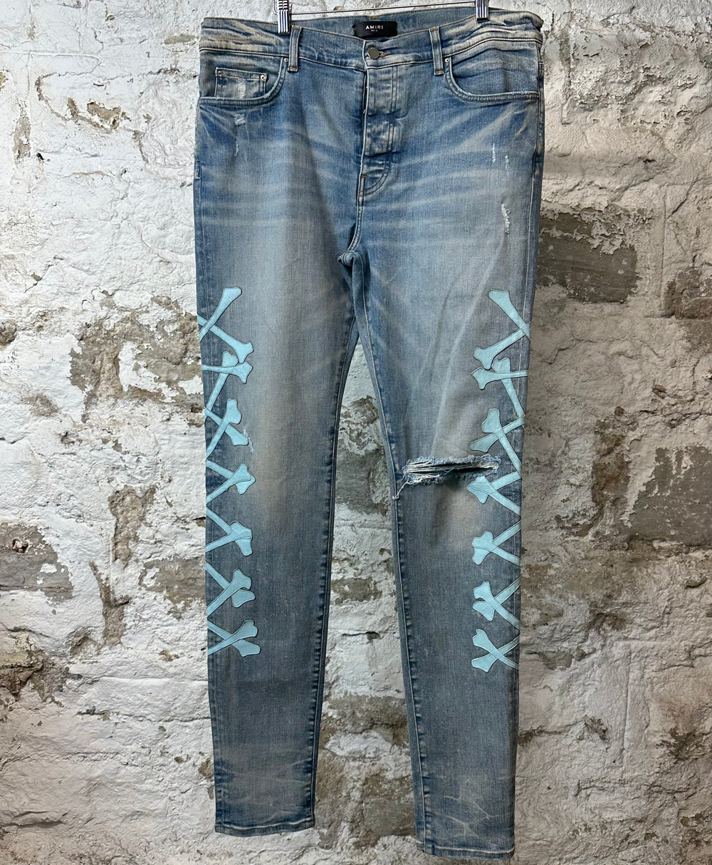 Amiri Blue Bones Blue Denim Jeans Sz 38