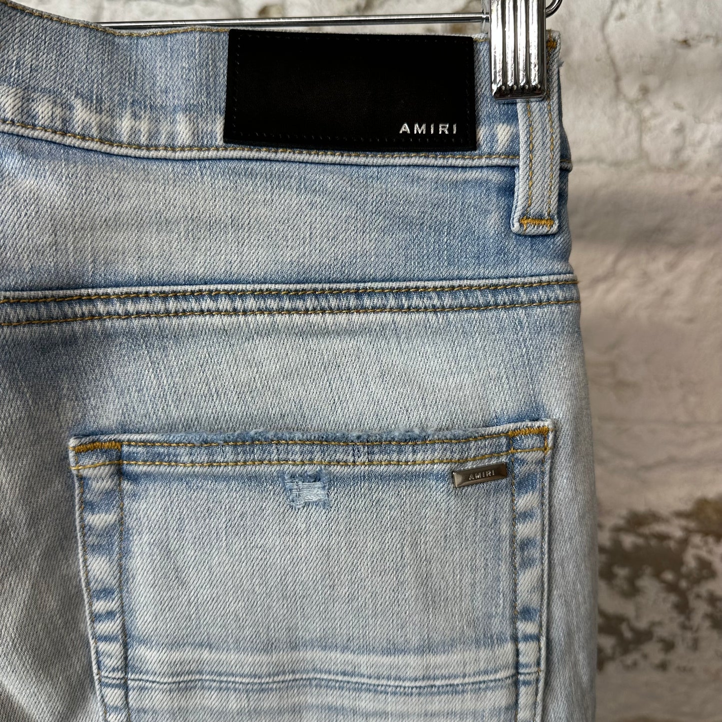 Amiri MX1 Camo Light Blue Denim Jeans